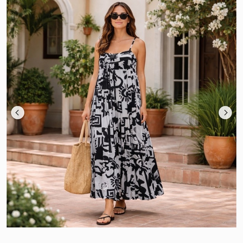 Able the Label Anthropologie Spaghetti Strap Black & White Floral Maxi Dress